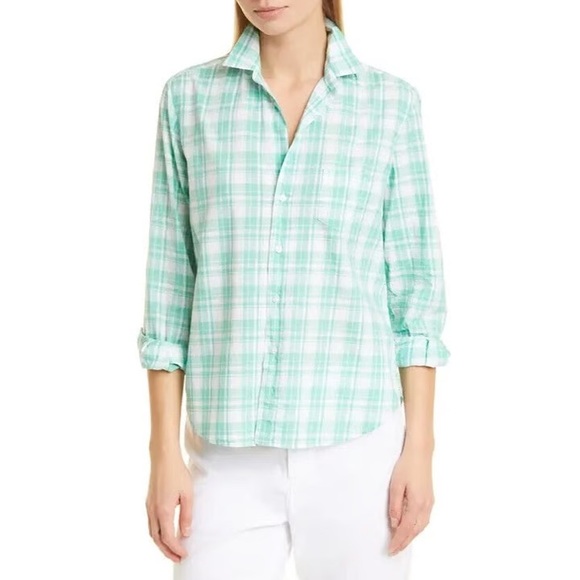 FRANK & EILEEN Tops - Frank & Eileen Relaxed Button-Up Shirt
Mint Green Plaid
Woven In Italy
Small